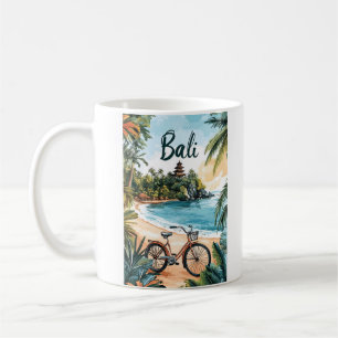 Caneca De Café Praia de Bali com Bicicleta - Viagem Tropical