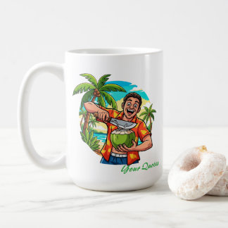 Caneca De Café Praia de Coco Tropical Divertida