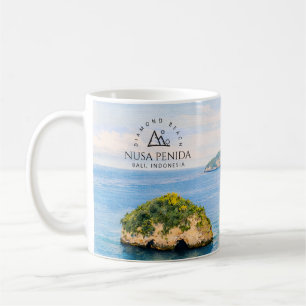 Caneca De Café Praia de Diamante Bali Aquarela Mar Turquesa