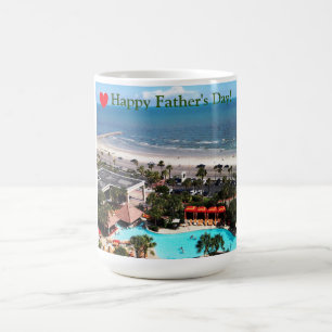 Caneca De Café Praia de Galveston "Feliz Dia dos Pais"