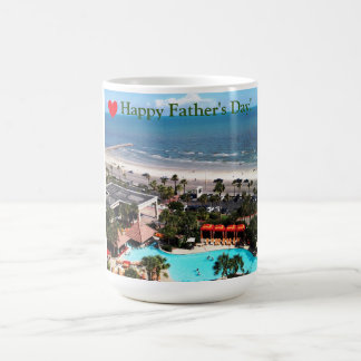 Caneca De Café Praia de Galveston "Feliz Dia dos Pais"