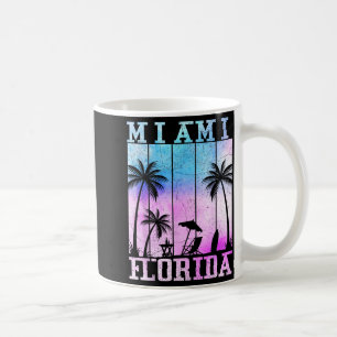 Caneca De Café Praia de Miami Flórida Pôr do Sol Árvore de Palmei