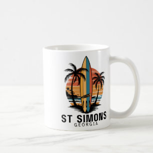 Caneca De Café Praia de St Simons Geórgia Surfando Surfista _1
