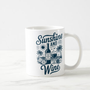 Caneca De Café Praia de Vinho e Sol Retro Férias Vintage Anos 70