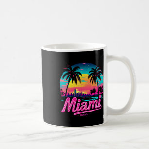 Caneca De Café Praia de Vintage Miami - Retro 305 Florida Sunset