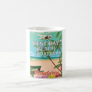 Caneca De Café Praia de West Bay, Roatán Honduras pôster de viage