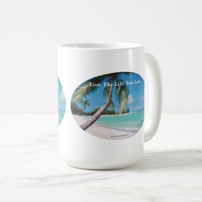 Caneca De Café Praia do Caribe Tropical - Viva a vida que você am (Frente Esquerda)