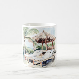 Caneca De Café Praia do Oceano com Palmeira