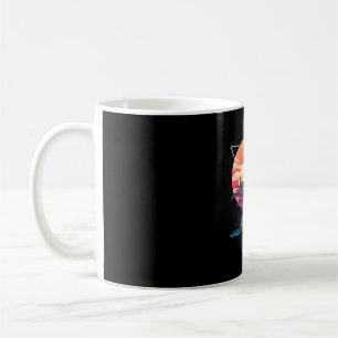Caneca De Café Praia do pôr do sol palmeiras tropicais verão retr