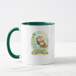 Caneca de Café Praia Fofa Lontra Sorridente