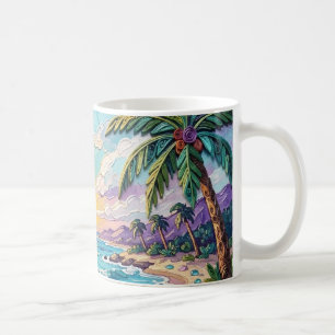 Caneca De Café Praia Impasto e Vidro do Mar Pôr do Sol e Nascer d