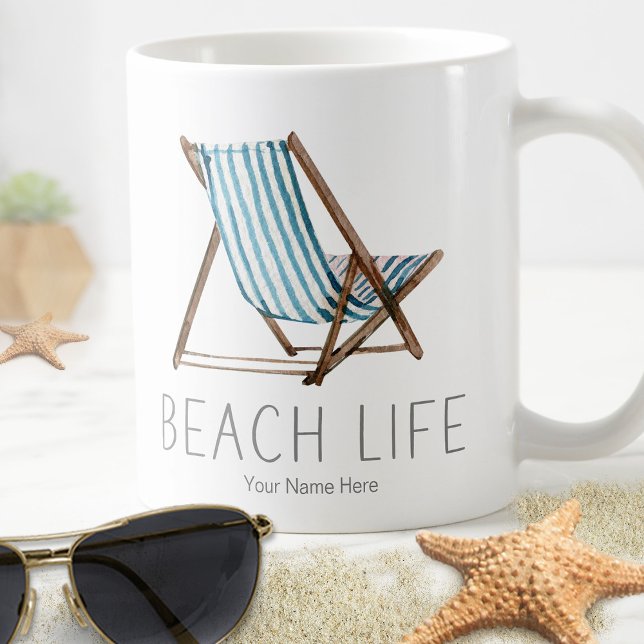Caneca De Café Praia Life Cotação Náutica de Férias de Verão (Criador carregado)
