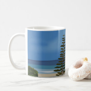 Caneca De Café Praia Mar Pinheiro Natureza