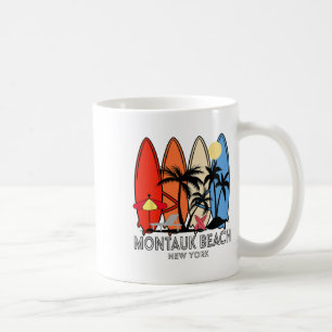 Caneca De Café Praia Montauk Nova York Retro Surfboard Vintage