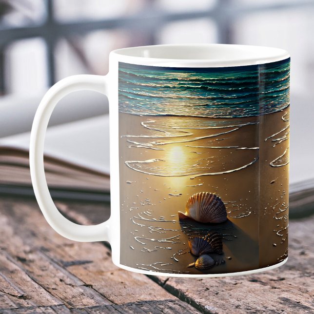 Caneca De Café Praia no Sunset com Prateleiras (Criador carregado)