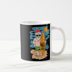 Caneca De Café Praia Surfando Papai Noel Engraçado Verão Havaí Na
