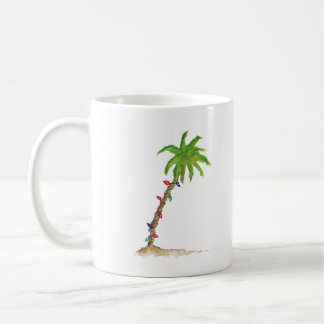 Caneca De Café Praia Tropical Árvore Árvore Aquarela Natal