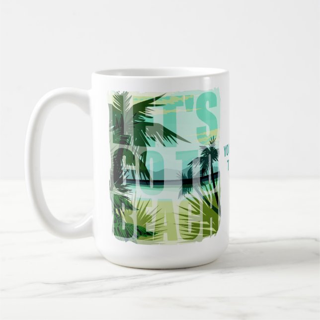 Caneca De Café Praia Tropical de Texto Personalizado (Esquerda)