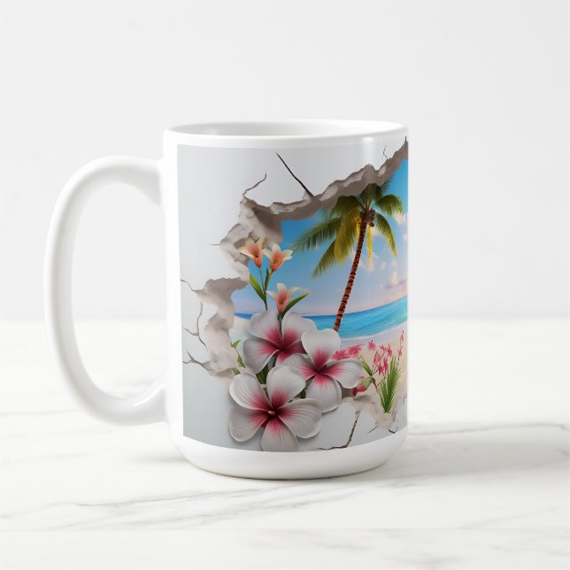 Caneca De Café Praia Tropical do Paraíso - Mug 3D (Esquerda)