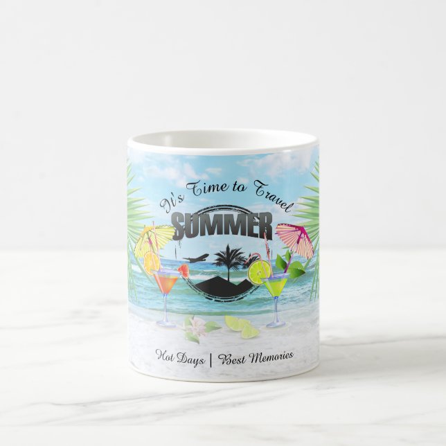 Caneca De Café Praia Tropical, Férias de Verão | Personalizado (Centro)