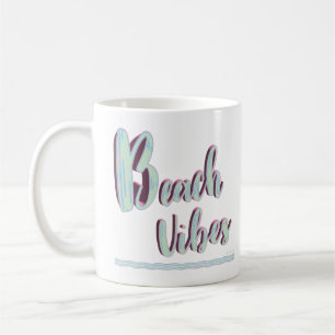 Caneca De Café Praia Vibes Diversão Verão Gráfico Legal Azul