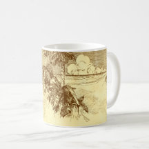 Praias Tropicais Etching Vintage Palm Trem Mug
