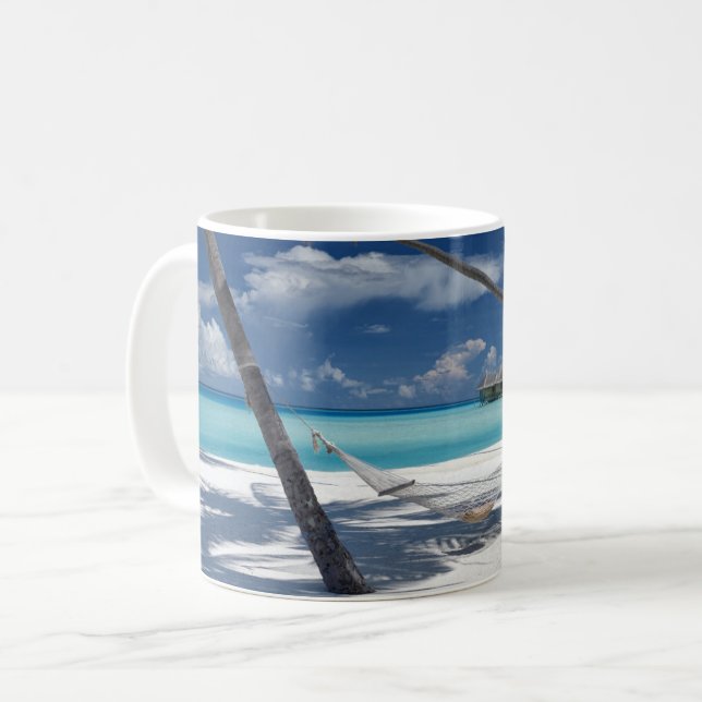 Caneca De Café Praias Tropicais | Sandy Beach, Maldivas (Frente Esquerda)