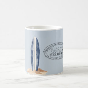 Caneca De Café Prancha de Surf Azul da Praia