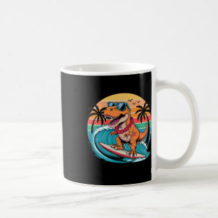 Caneca De Café Prancha de Surf de Dinossauro Engraçado Praia Verã