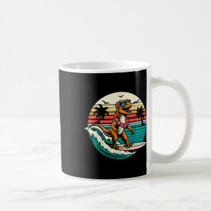 Caneca De Café Prancha de Surf de Dinossauro Engraçado Praia Verã