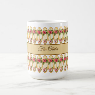 Caneca De Café Prancha de Surf Tropical com Design Floral – Perso