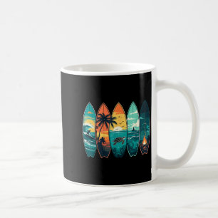 Caneca De Café Pranchas de Surf Pôr do Sol Oceano Praia Vibração