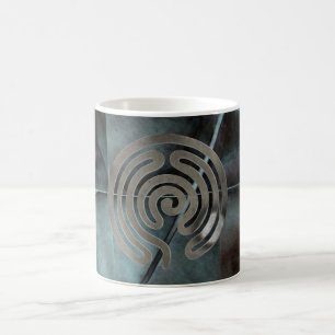 Caneca De Café prata antiga labiríntica mosaico