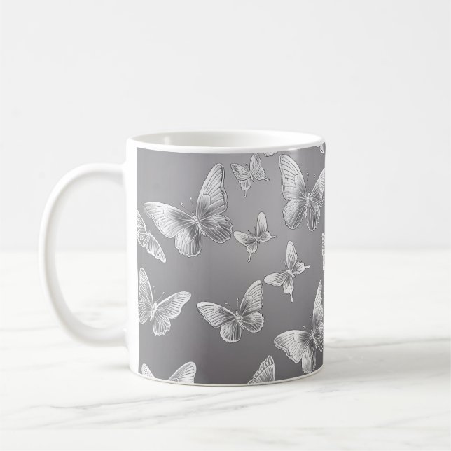 Caneca De Café Prata Borboletas Selvagens (Esquerda)