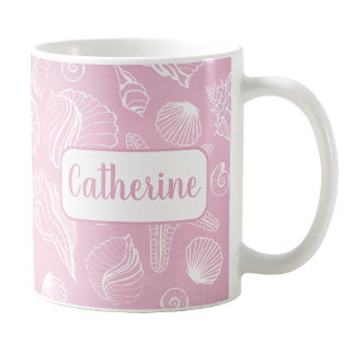 Caneca De Café Prata Branca Personalizada Coluna Rosa de Praia