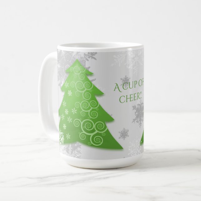 Caneca De Café Prata de Natal Festiva Verde (Frente Esquerda)