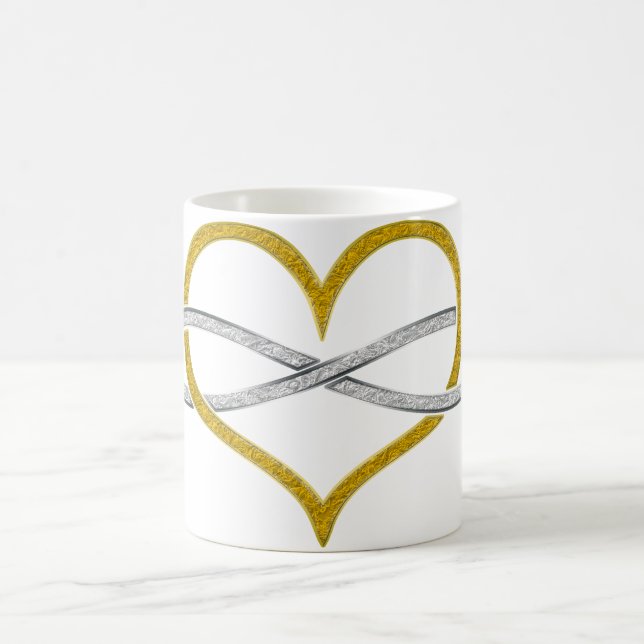 Caneca De Café Prata Dourada Infinita do Coração (Centro)