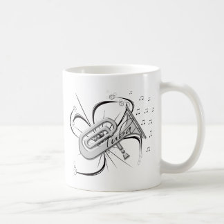 Caneca De Café Prata e notas da tuba