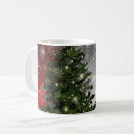 Caneca De Café Prata Vermelha Verde Árvore Natal Sparkle
