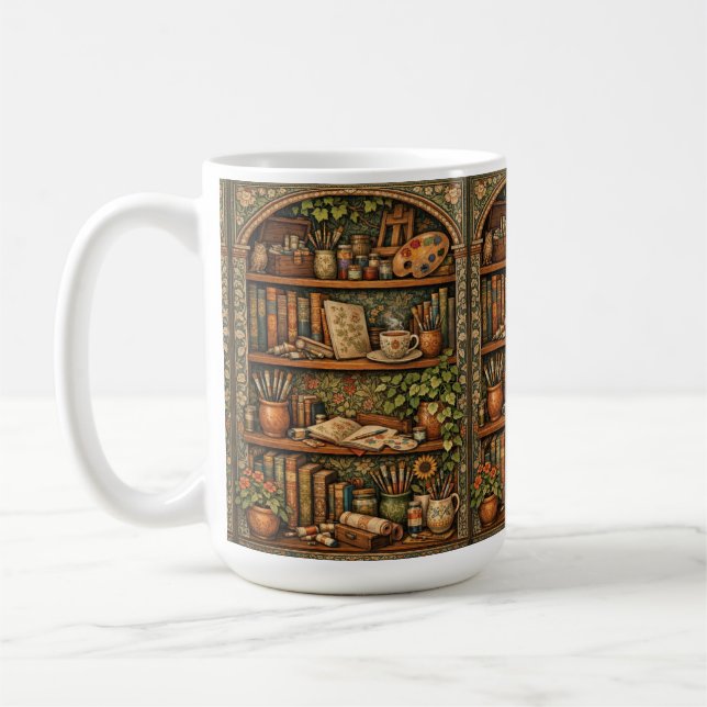 Caneca De Café Prateleira de livros aconchegante livros supriment (Esquerda)