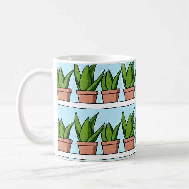 Caneca De Café Prateleiras de Aloe Vera Plantas Ai Art (Esquerda)