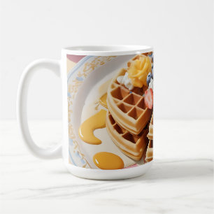 Caneca De Café Prato de Café da Manhã Waffle de Frutas Vermelhas