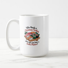 Caneca De Café Prato de Sushi Natal Kawaii Divertido