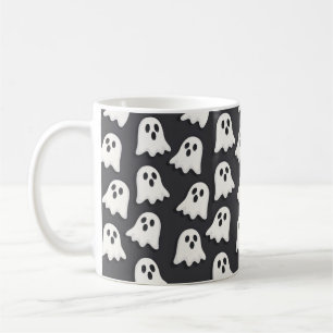 Caneca De Café Prato Fantasma Preto e Branco