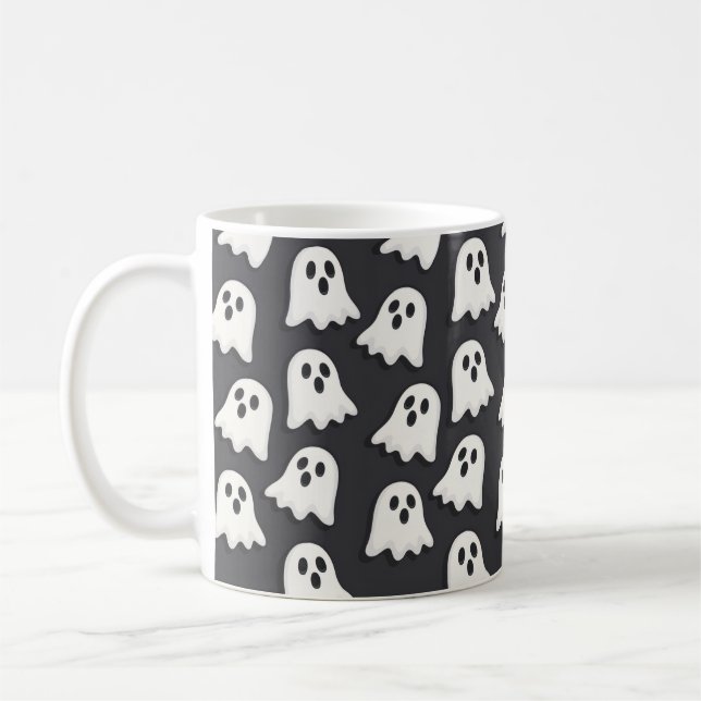 Caneca De Café Prato Fantasma Preto e Branco (Esquerda)