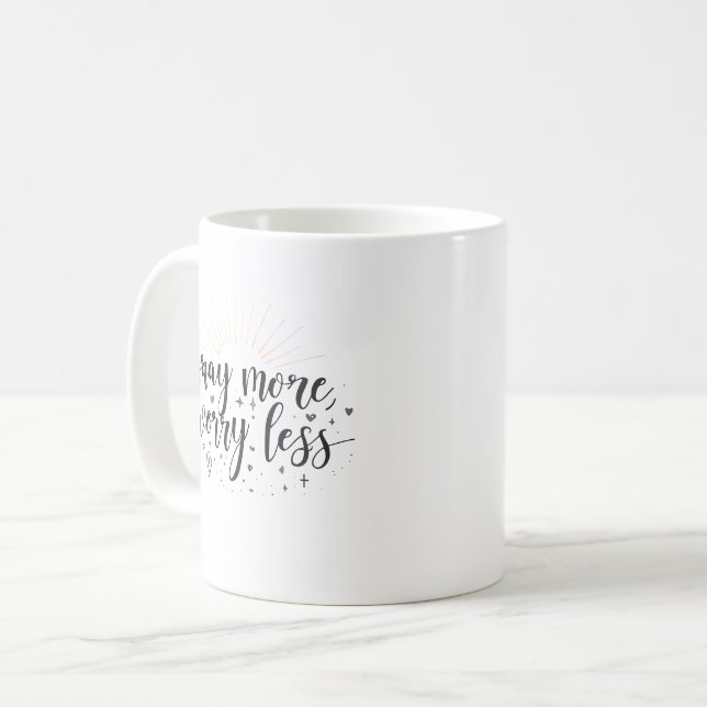 Caneca De Café Pray More Worry Less Mug (Frente Esquerda)