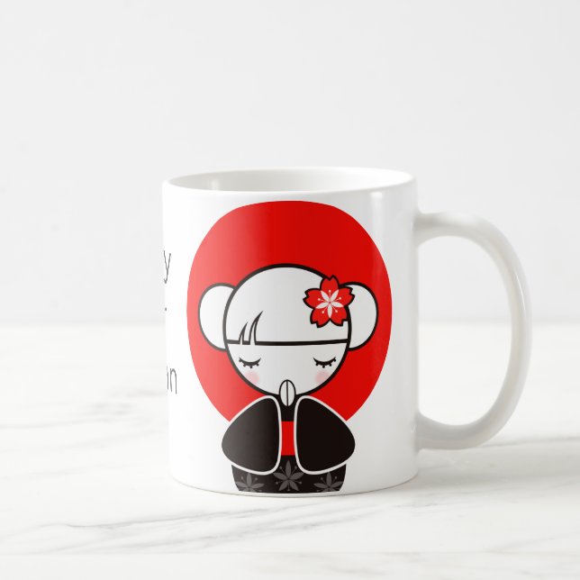 Caneca De Café Pray para a boneca de Japão Kokeshi (Direita)
