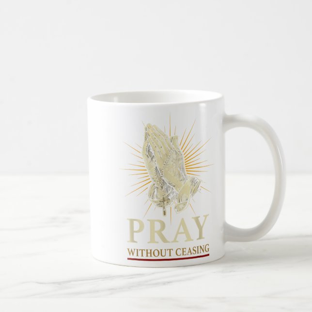 Caneca De Café Praying Hands Jesus Cross Rosary Faith Devotion Pr (Direita)