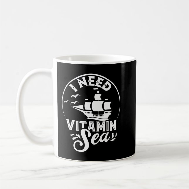 Caneca De Café Preciso de vitamina no mar (Esquerda)