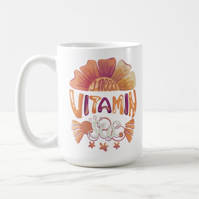 Caneca De Café Preciso Do Mar De Vitamina: Fuga Solar Com Mão (Esquerda)
